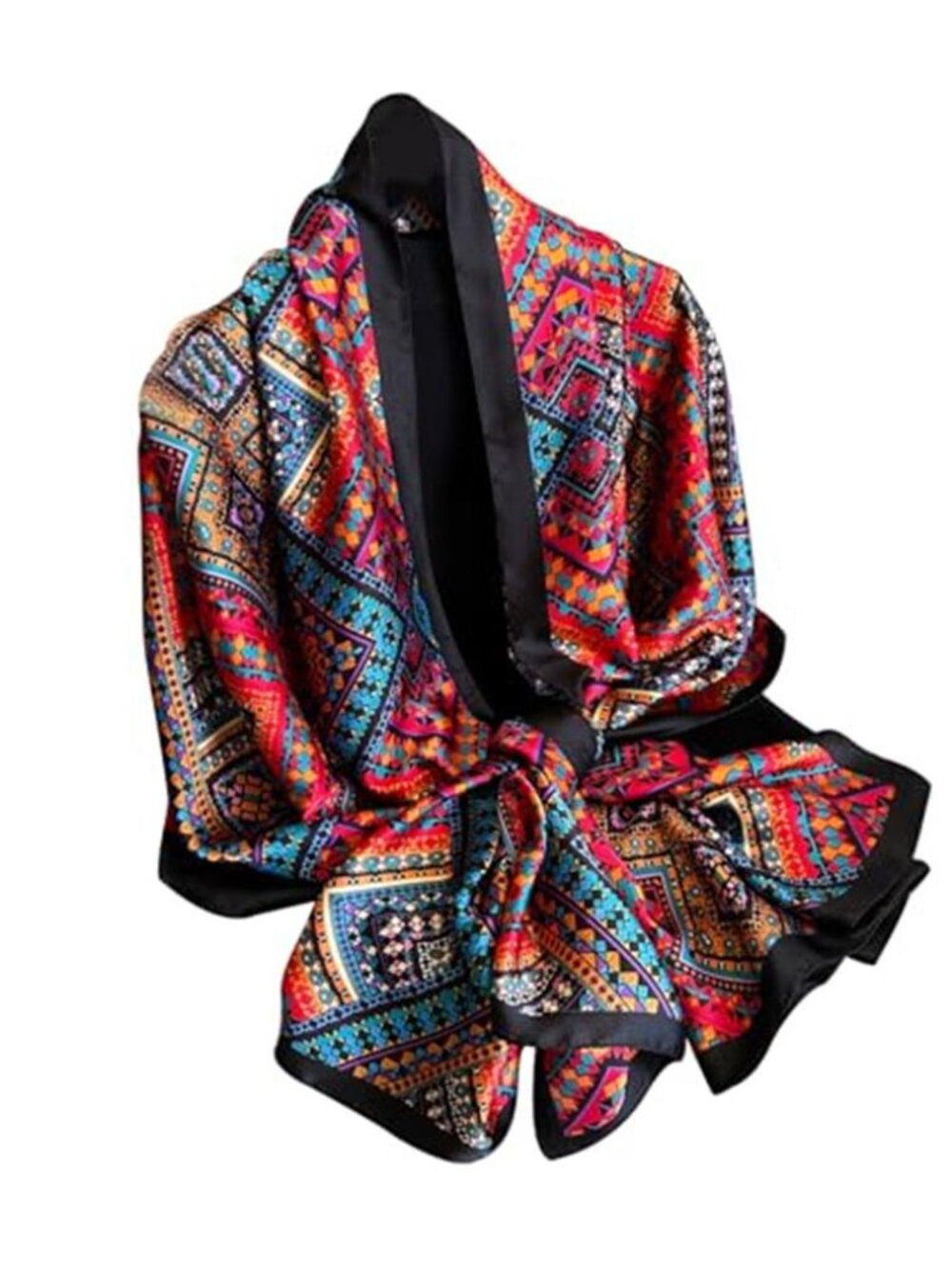 Elegant Silk Scarf Shawl for Women Lightweight Floral Satin Scarf Trendy Silky